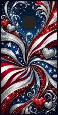 Premium Cornhole Vinyl Wrap- 3M Decal - American Flag USA Glitter