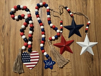 Red White And Blue Garland And Metal Stars