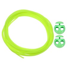 Hollow Pipe Rubber Cords with 2-Hole Plastic Cord Locks for DIY, Yellow Green