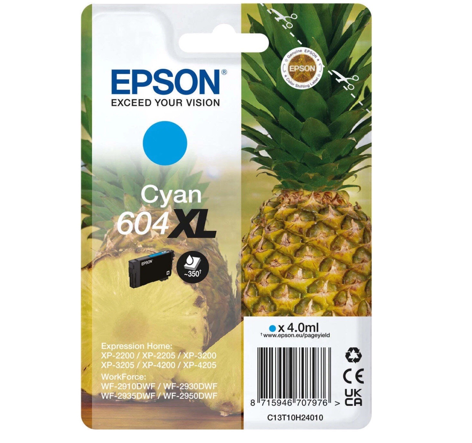 OEM Epson 604XL High Capacity Cyan Original Ink Cartridge C13T10H24010 - Image 2