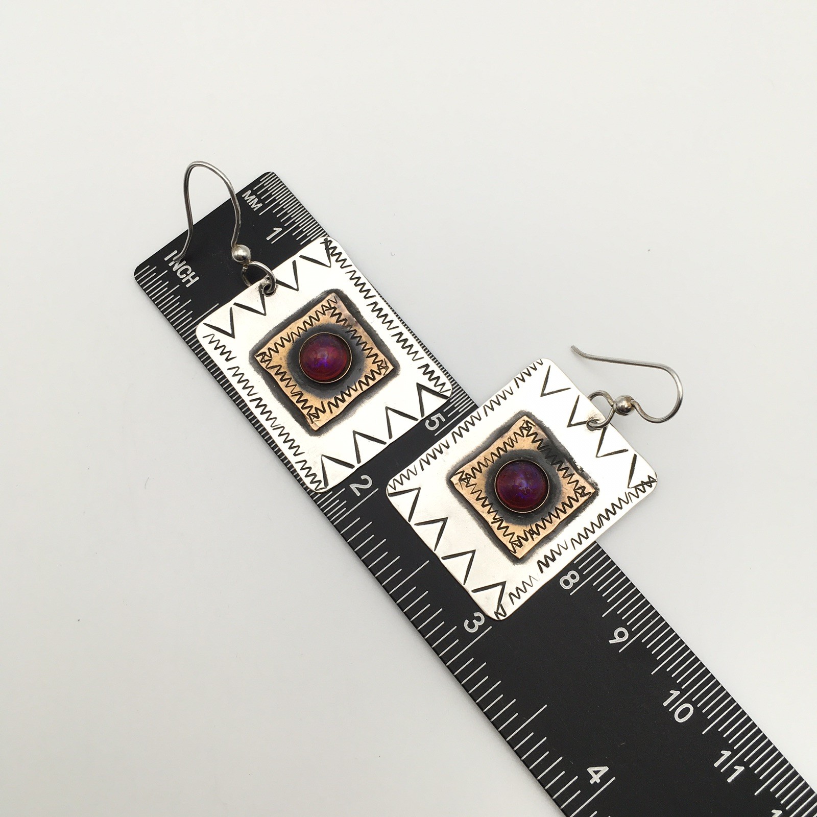 Sterling Silver COMSTOCK Rectangle Hook Earrings … - image 4