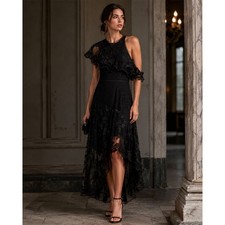 Vestido largo de seda Zimmermann negro talla L/3 vestido de noche de encaje