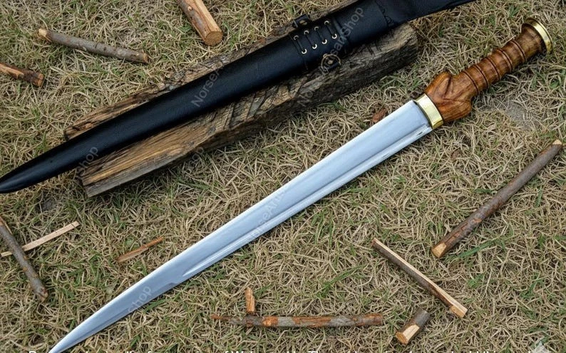 Handmade Scottish Dirk Sword 21" Forged Carbon Steel | Celtic Rosewood Handle - Image 3 of 4