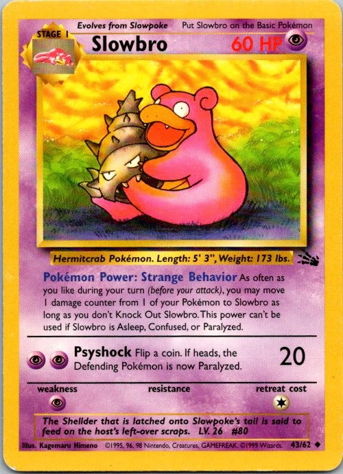 Slowbro Uncommon Fossil 43/62 Unlimited