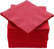 100 Red Beverage Napkins 2-Ply 5 x5  Big Party Pack Wedding Birthday Dinner Cock