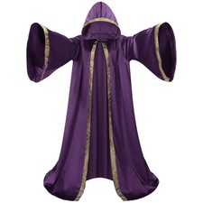 Velvet Wizard Robe Cloak with Hood Men Women, Sorcerer Renaissance Costume Me...