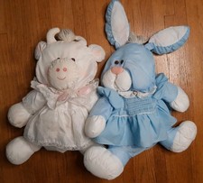 Vintage 1986 PUFFALUMPS lot 2 Stuffed Animals Fisher Price Bunny Bull Plush