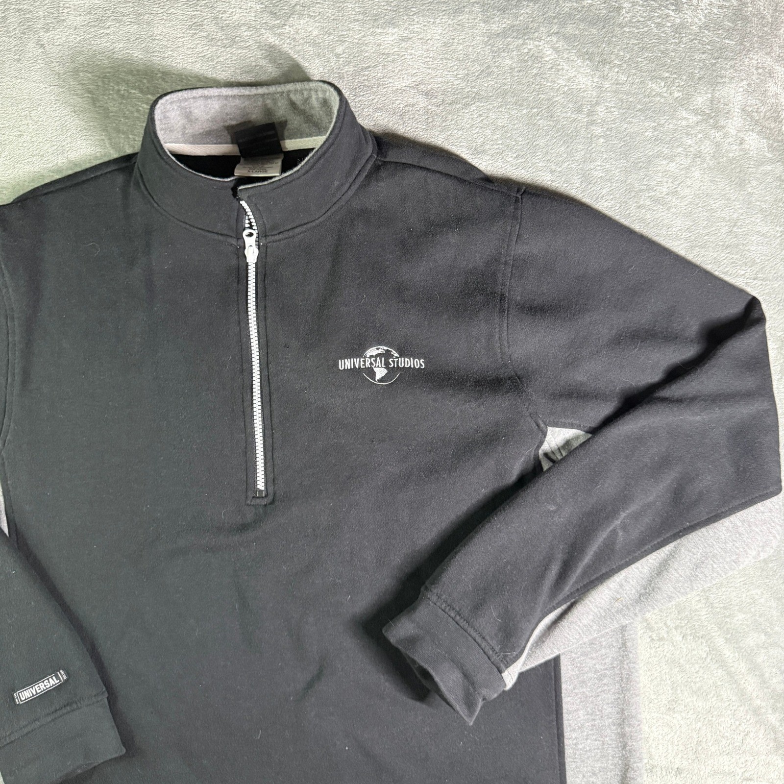 Universal Studios Quarter Zip Pullover Black Gray… - image 1