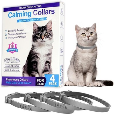 4 Pack Calming Collars for Cats - 60 Days Anxiety & Stress Relief, Adjustable...