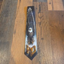 Harley Davidson Ralph Marlin HD Touchdown Neck Tie 1987 Bald Eagle USA Made 56x3