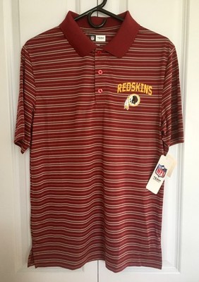Washington Redskins NFL Team Apparel Men's Striped Golf Shirt Burgundy Gray