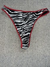Vintage Kathy Ireland Satin Animal Print Thong Hi Cut Shiny Sissy Panties L 7