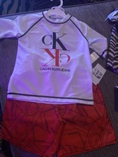 Calvin Klein 2 Pc Short Set Size 4T  New  Red