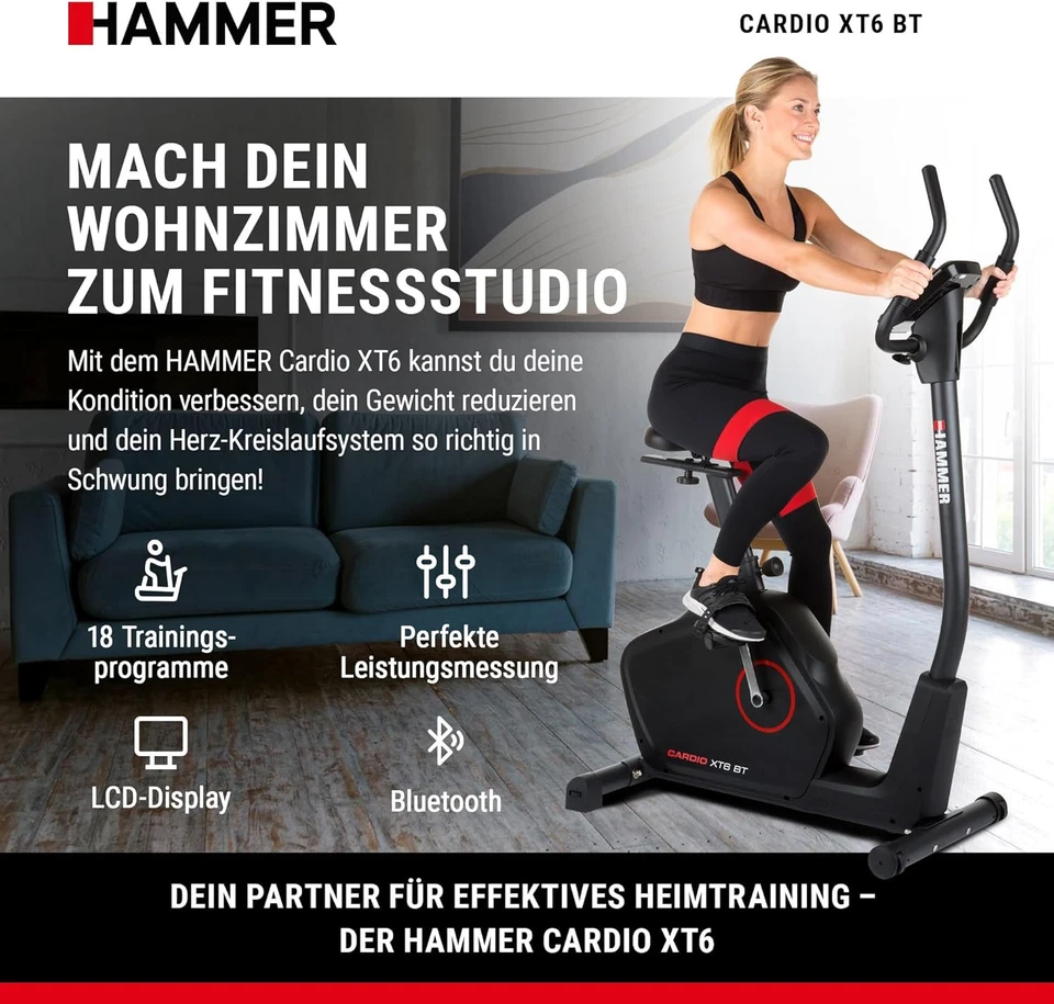 HAMMER Heimtrainer Cardio XT6 BT, Ergometer, Trainingsgerät, Fitnessbike, Cardio - Bild 2 von 4