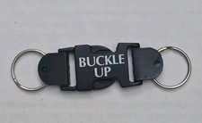 Vintage Geico Buckle Up Seatbelt Style Black Keychain Key Ring