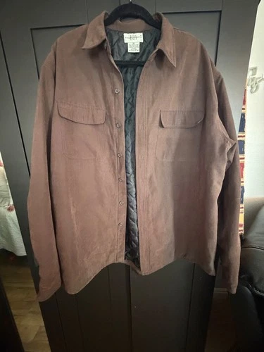 Knightsbridge Men’s XL Brown Faux Suede Quilted Lined Shirt Jacket Shacket - product listing photo
