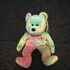 Ty Beanie Baby: 1996  Peace  Bear Multicolor - Rare Color Combo