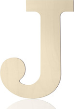 Wooden Letters 12 Inch J, 1/5 Inch Thick Large Wooden Letters for Wall Decor Unf