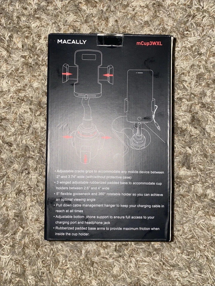 Macally 5” Adjustable Car Cup Phone Holder - Image 2 of 2