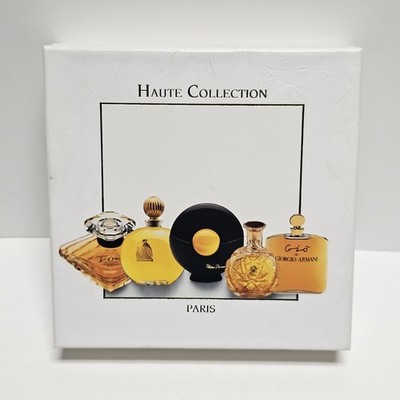 VTG The Haute Collection Parfum Mini Bottles Tresor, Armani, Safari,Picasso Arpe