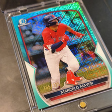 Topps 2023 Bowman Chrome Prospects Marcelo Mayer Red Sox RC Aqua Mojo #155/225