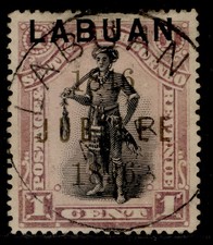NORTH BORNEO - Labuan QV SG83, 1c black & grey-mauve, FINE USED. Cat &pound;32. CDS