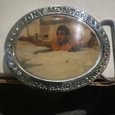 Scarface Tony Montana Movie Oval Belt Buckle Silver Tone Metal Fits 1.5 in