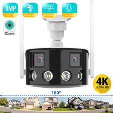 8MP 4K Dual Lens Ultra Wide Angle 180  Wifi IP Camera Cecurity Protection Ai Hum