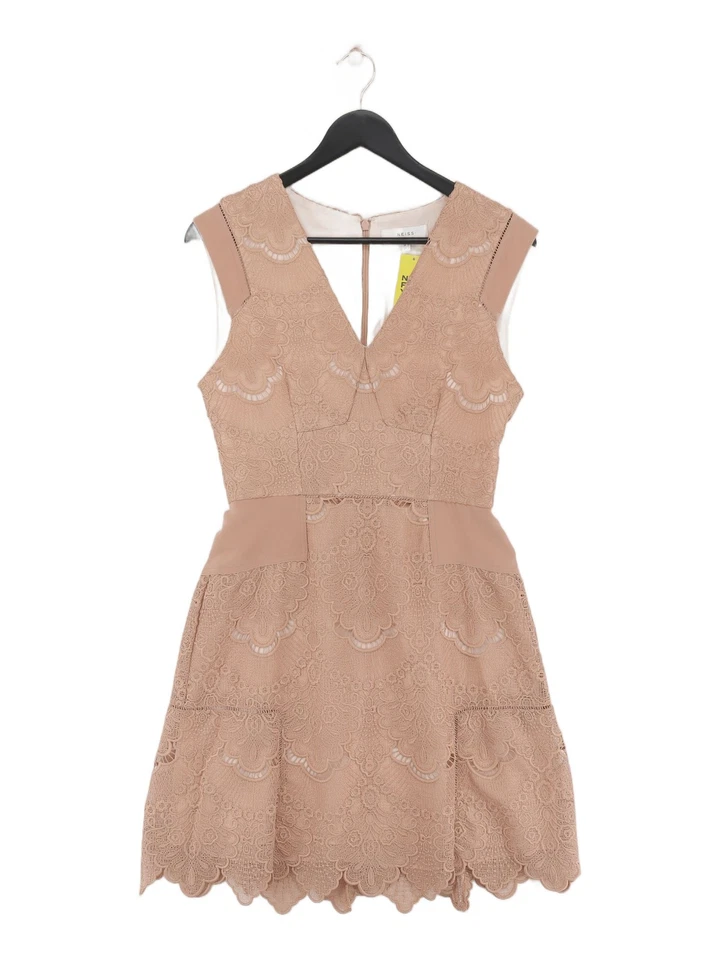 Reiss A-Line Midi Dress UK10 in Tan