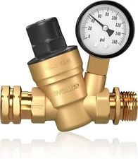 RVGUARD RV Water Pressure Regulator Valve, Brass Lead-Free Adjustable 