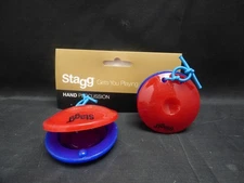 Stagg. Bright Plastic Castanets. 1 Pair. Blue & Red Colour. For Ages 3+