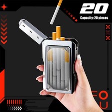 Pocket Visible Cigarette Case With USB Lighter Tobacco Box Holder 20 PCS Holds
