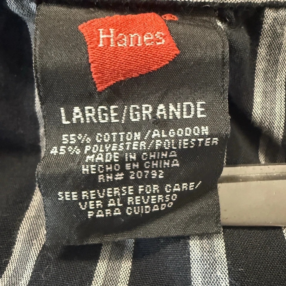 Conjunto de pijama para hombre L Hanes PJ mezcla de algodón negro a rayas pantalones para dormir ropa de salón Foto 2 de 4