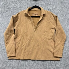 Frank & Eileen Patrick Popover Top Womens M Tan Triple Fleece Minimalist
