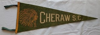 Vintage Cheraw SC South Carolina Souvenir Felt Pennant Indian Head Chief