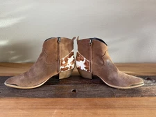 Dingo Suede Ankle Cowboy Western Boots w/ Calf Hair - Buck the Rules - women 7.5