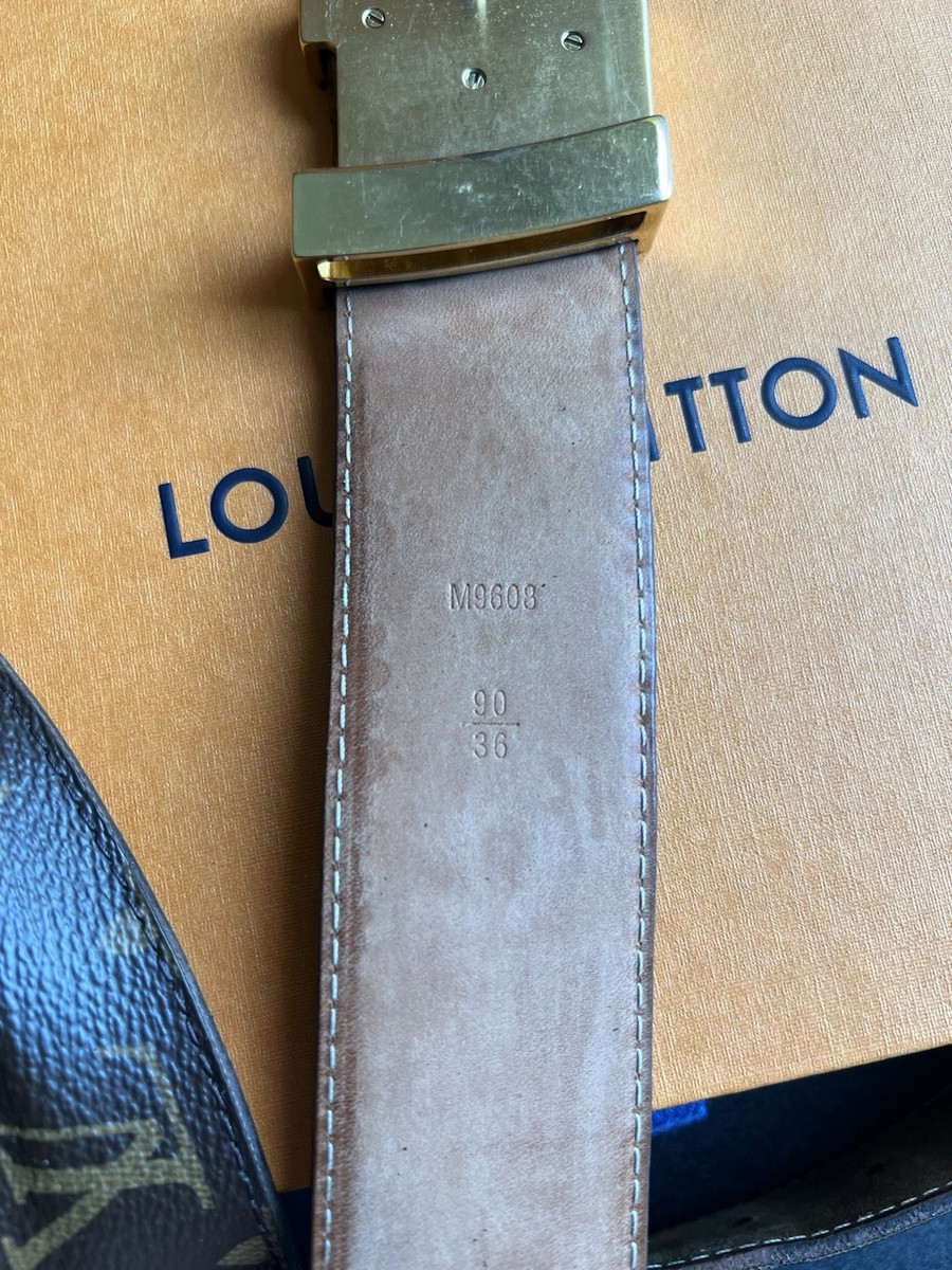 LV Monogram Belt, M9608, 90/36 With Original Box, Soft Case, And