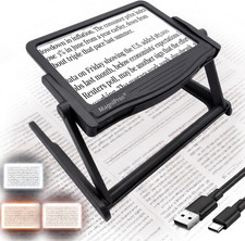 5X LED Page Magnifying Glass, Detachable Stand, 3 Color Modes