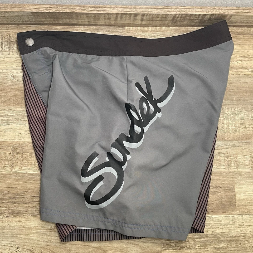 Sundek Fixed Waste Board Short Swim Trunks Mens 34 Gray Black  4” inseam *READ* - Image 4 of 4
