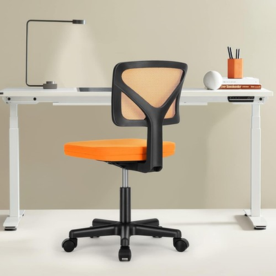 #ad #ad Sweetcrispy Small Office Chair Ergonomic Low Back Mesh Rolling Orange ON SALE $89.99