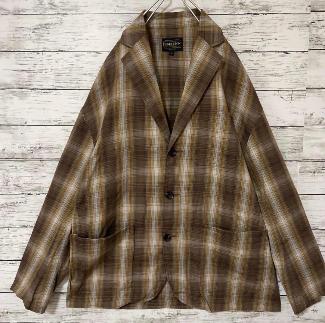 Pendleton Plaid Tailored Jacket Brown Size M - image 2