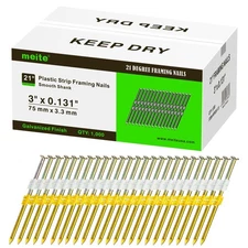 Framing Nails, 21 Degree 3" X 0.131", Round Head Galvanized Nails (1,000 Coun...