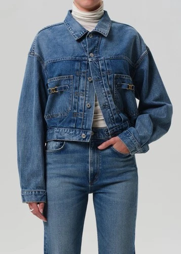 Citizens Of Humanity Alma Horsebit Cropped Denim Jacket/Size S