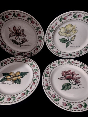 Set/4 BOTANICAL GARDENS TABLETOPS UNLIMITED (4) 10.25'' Dinner Plates VERY GOOD!
