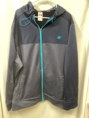 Russell Athletic, Russell Blue 3XL Full Zip Hooded Polyester Activewear Jacket M1