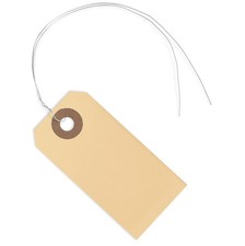 String Tags with Wire Attached- 1, 2 3/4  x 1 3/8  , Box of 500 Blan