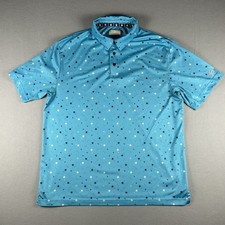 Ben Hogan Shirt Polo Mens Large Blue Performance Golf Tees Palm Trees AOP