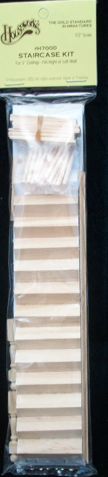 HOUSEWORKS Half Scale - Staircase Kit 1:24 Dollhouse wooden miniature #H7000 steps