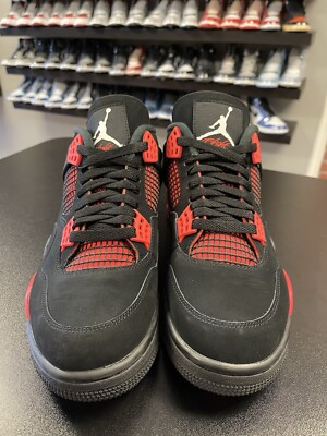 Size 9.5 - Nike Air Jordan 4 Retro Red Thunder Black Red Men's