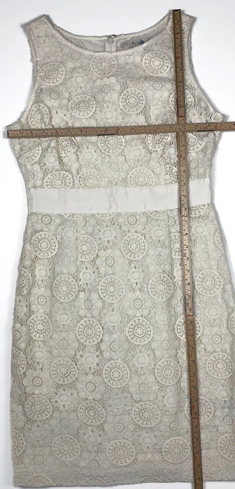 Boden Crochet Lace Shift Dress Womens 8 Sleeveless Knee Length Ivory New FLAWS - Image 4 of 4